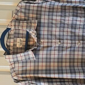 MUTUAL WEAVE BIG & TALL MENS IVORY CHECKED LONG SLEEVE BUTTON SHIRT SIZE XXL